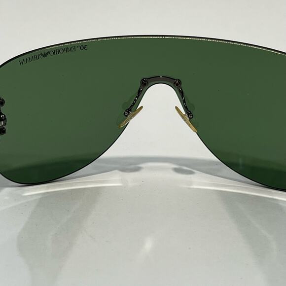 RARE NWOT Vintage Emporio Armani Retro Style Aviator Rimless Sunglasses Green - Picture 9 of 12